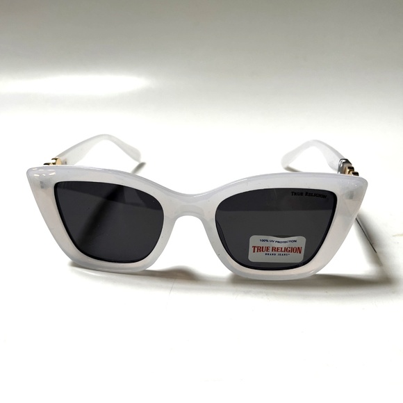 New Original TRUE RELIGION Cat Eye Sunglasses Milky White Acetate Rhinestones main image 5